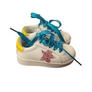 NWOT Lola + The Boys Pink Star sneakers with Blue Laces- Toddler size 5.5